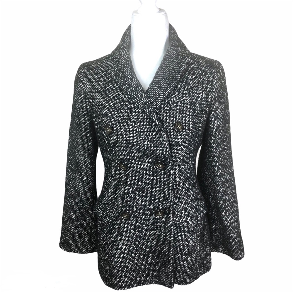 TALBOTS Double-Breasted Wool Tweed Blazer Jacket